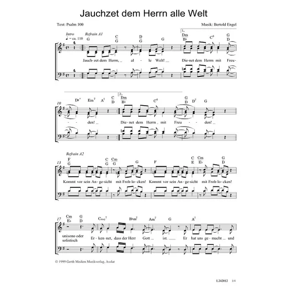 Produktbild des Artikels Jauchzet dem Herrn alle Welt (Noten - Download)