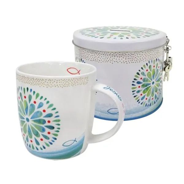 Produktbild des Artikels Tasse "Jesus ist in unserer Mitte" mit Spardose ()