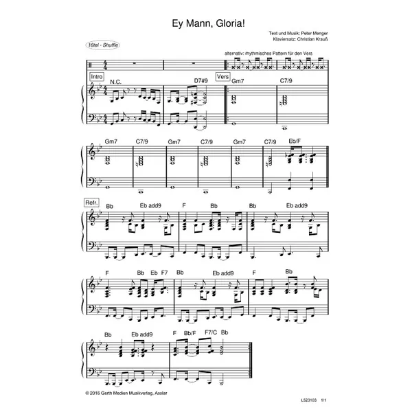 Produktbild des Artikels Ey Mann, Gloria (Noten - Download)