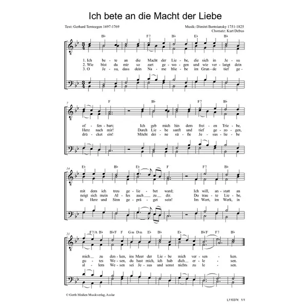 Produktbild des Artikels Ich bete an die Macht der Liebe (Noten - Download)