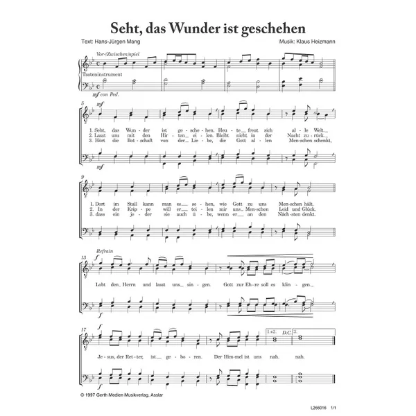 Produktbild des Artikels Seht, das Wunder ist geschehen (Noten - Download)