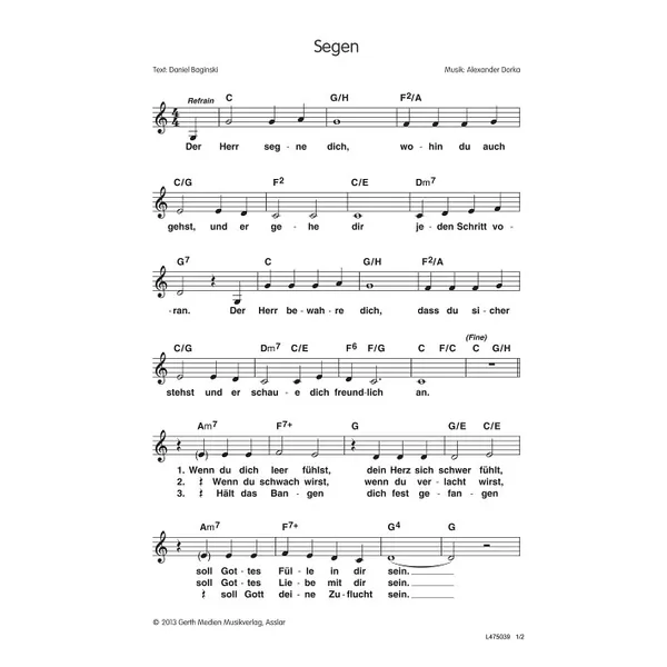 Produktbild des Artikels Segen (Noten - Download)