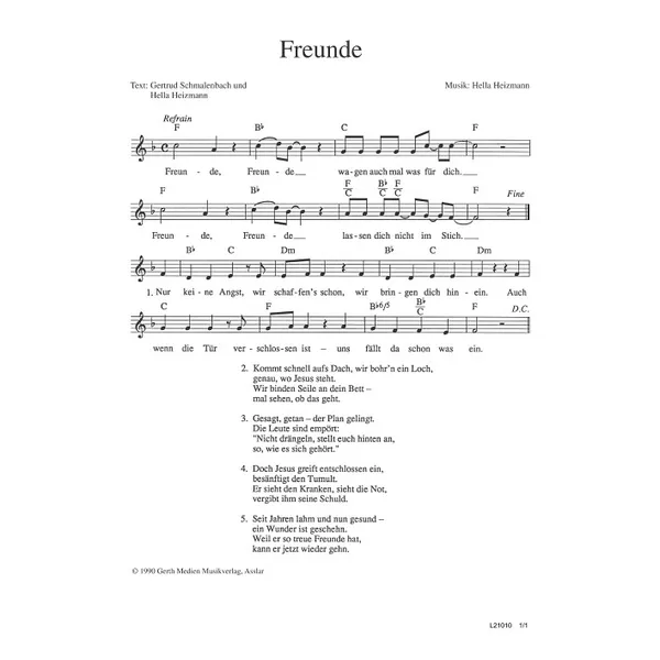 Produktbild des Artikels Freunde (Noten - Download)