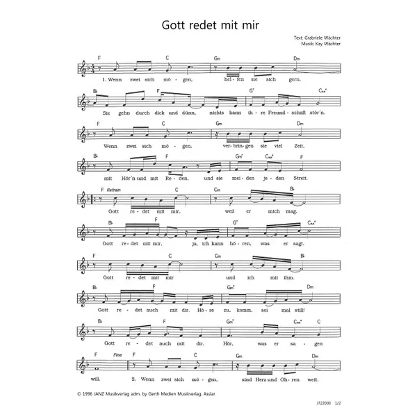 Produktbild des Artikels Gott redet mit mir (Noten - Download)