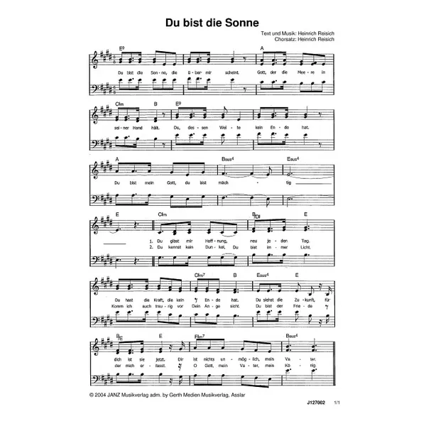 Produktbild des Artikels Du bist die Sonne (Noten - Download)