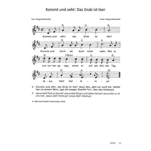 Produktbild des Artikels Kommt und seht: Das Grab ist leer (Noten - Download)