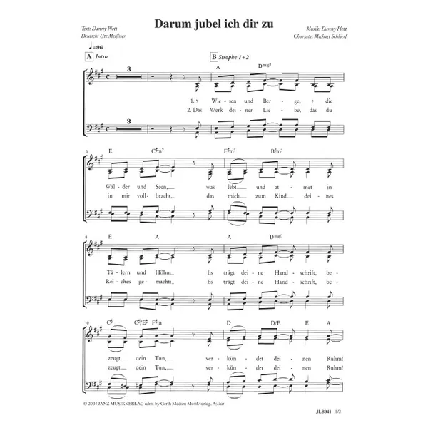 Produktbild des Artikels Darum jubel ich dir zu (Noten - Download)