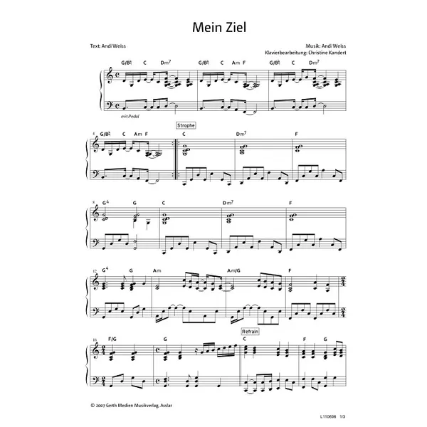 Produktbild des Artikels Mein Ziel (Noten - Download)