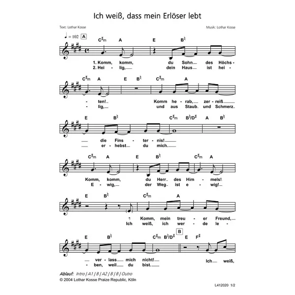 Produktbild des Artikels Ich weiß, dass mein Erlöser lebt (Noten - Download)