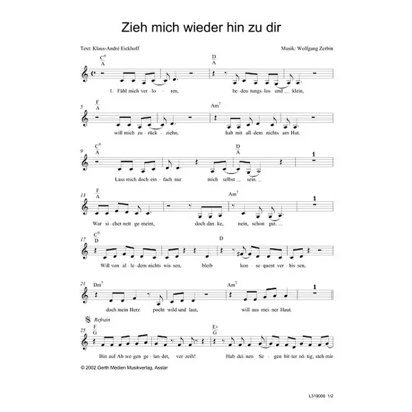 Produktbild des Artikels Zieh mich wieder hin zu dir (Noten - Download)