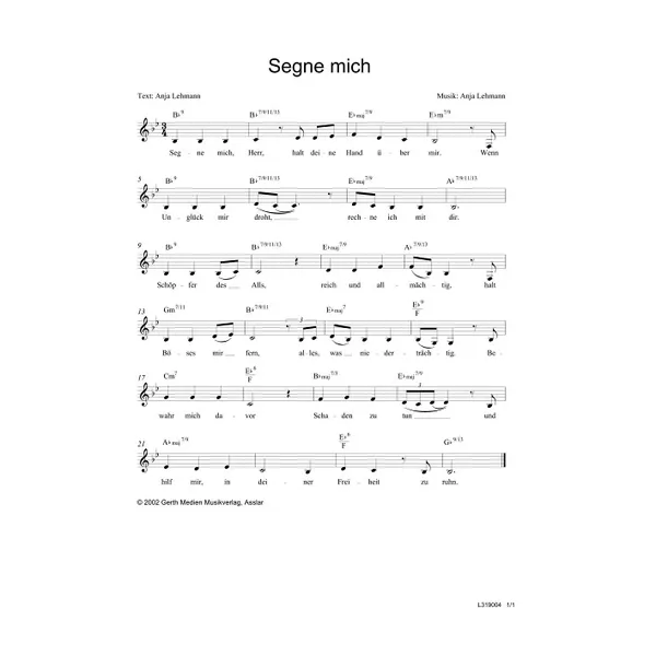 Produktbild des Artikels Segne mich (Noten - Download)