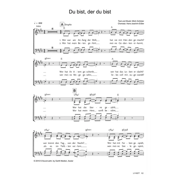 Produktbild des Artikels Du bist, der du bist (Noten - Download)
