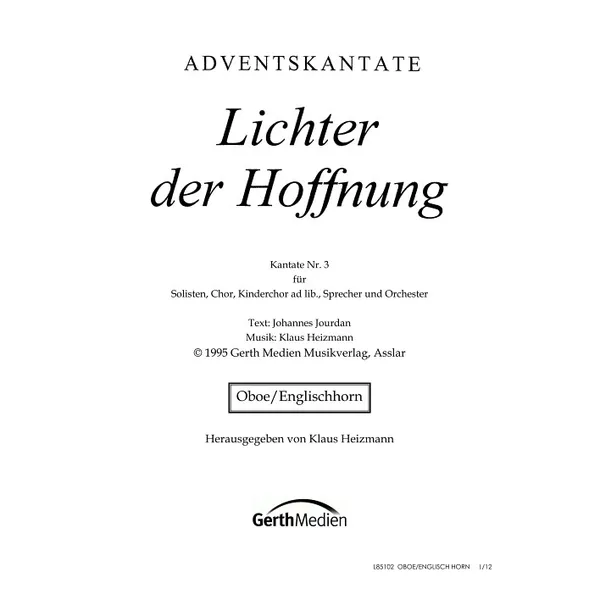 Produktbild des Artikels Lichter der Hoffnung (Oboe / Englischhorn) (Noten - Download)