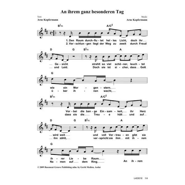 Produktbild des Artikels An ihrem ganz besonderen Tag (Noten - Download)