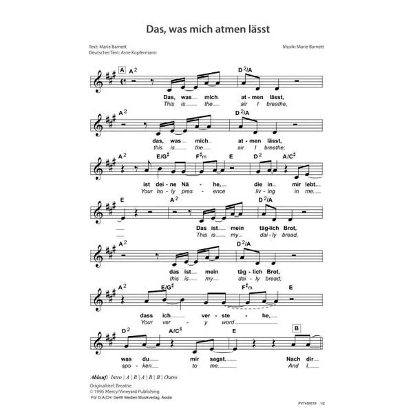 Produktbild des Artikels Das, was mich atmen lässt (Noten - Download)