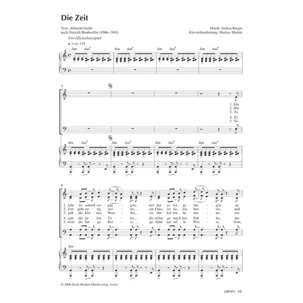 Produktbild des Artikels Die Zeit (Noten - Download)