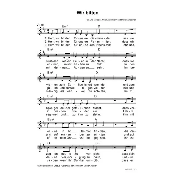 Produktbild des Artikels Wir bitten (Noten - Download)