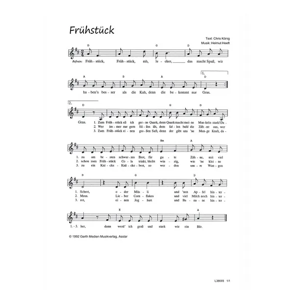 Produktbild des Artikels Frühstück (Noten - Download)