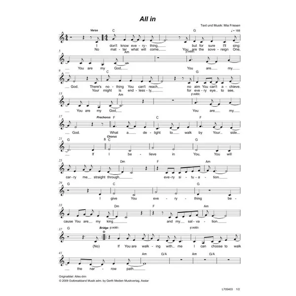 Produktbild des Artikels All In (Noten - Download)