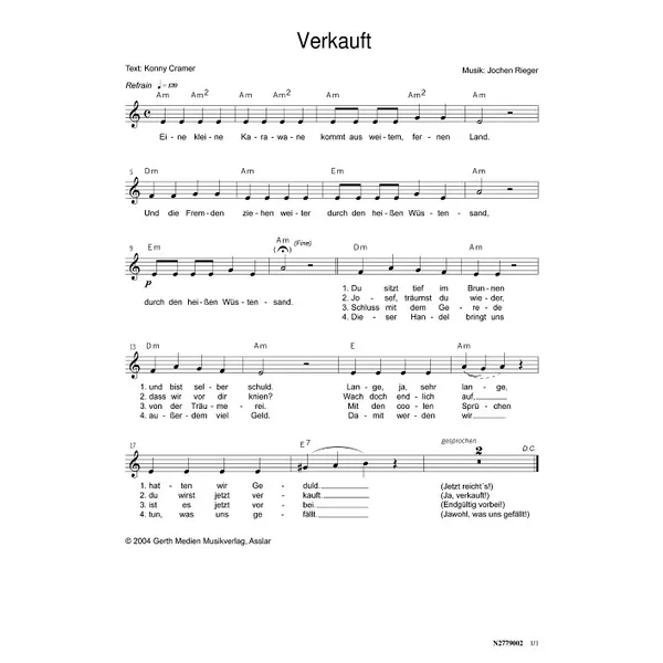Produktbild des Artikels Verkauft (Noten - Download)
