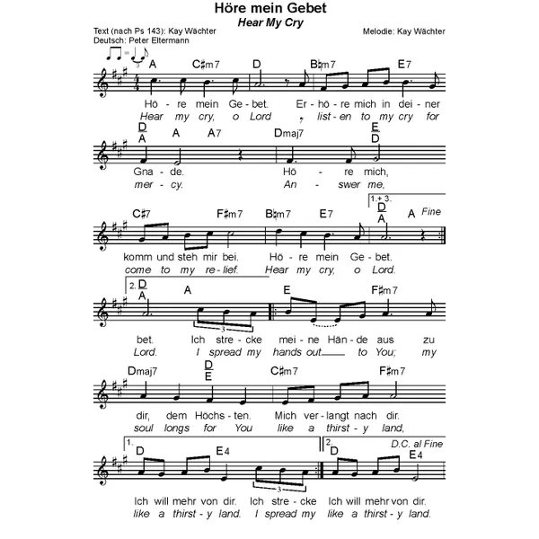 Produktbild des Artikels Höre mein Gebet (Noten - Download)