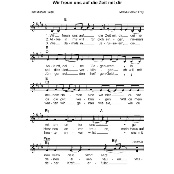 Produktbild des Artikels Wir freun uns auf die Zeit mit dir (Noten - Download)