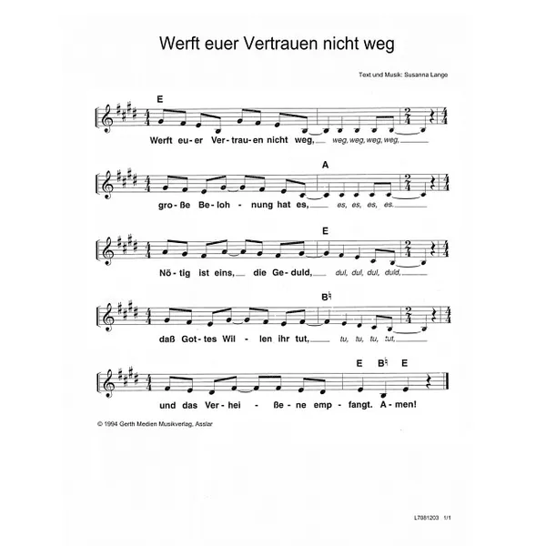 Produktbild des Artikels Werft euer Vertrauen nicht weg (Noten - Download)