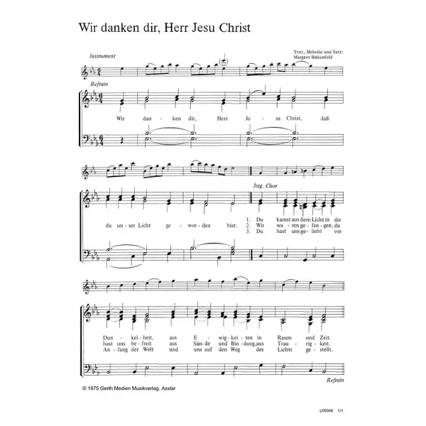 Produktbild des Artikels Wir danken dir, Herr Jesu Christ (Noten - Download)