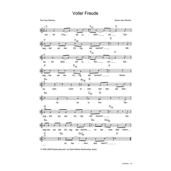 Produktbild des Artikels Voller Freude (Noten - Download)