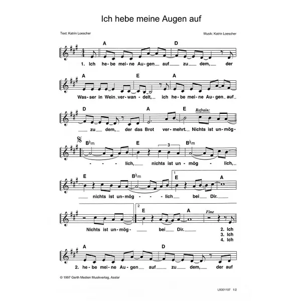 Produktbild des Artikels Ich hebe meine Augen auf (Noten - Download)