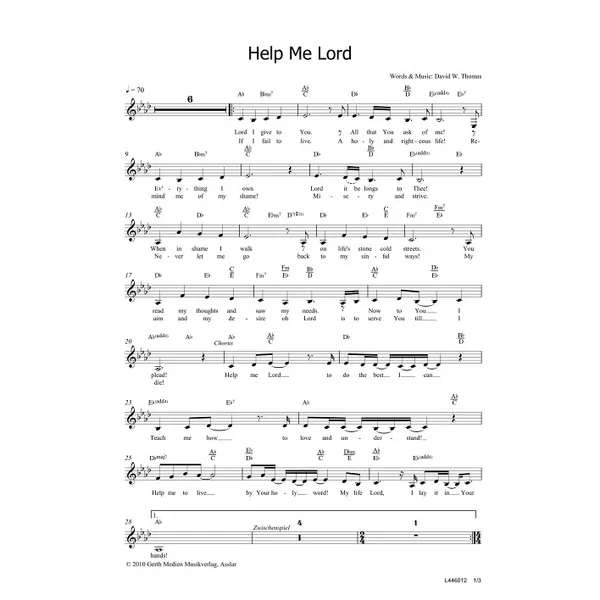 Produktbild des Artikels Help Me Lord (Noten - Download)