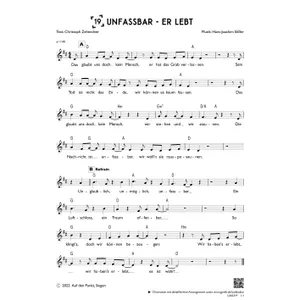 Produktbild des Artikels Unfassbar - Er lebt (einstimmig) (Noten - Download)