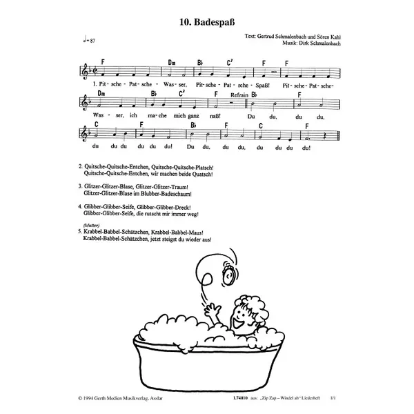 Produktbild des Artikels Badespaß (Noten - Download)