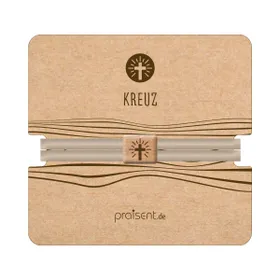 Produktbild des Artikels Armband Textil mit Holz-Element "Kreuz" - beige ()