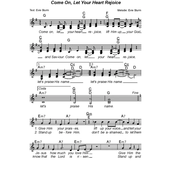 Produktbild des Artikels Come On Let Your Heart Rejoice (Noten - Download)