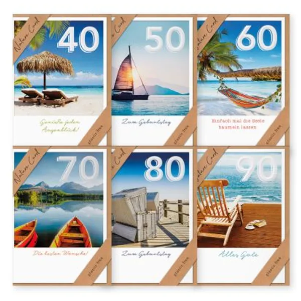 Produktbild des Artikels Faltkarten Zahlengeburtstag - 6er Set (Schreibwaren)