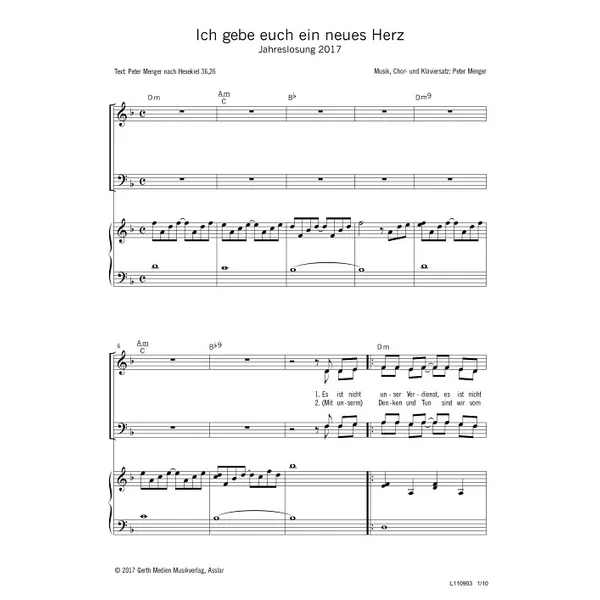 Produktbild des Artikels Ich gebe euch ein neues Herz (Noten - Download)