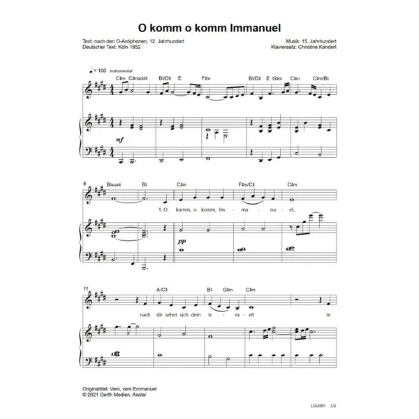Produktbild des Artikels O komm o komm Immanuel (Noten - Download)