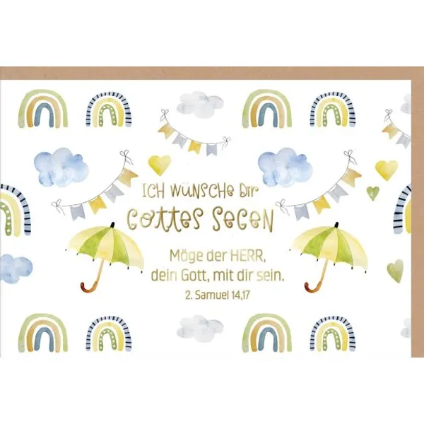 Produktbild des Artikels Faltkarte "Gottes Segen/Regenschirme" (Schreibwaren)
