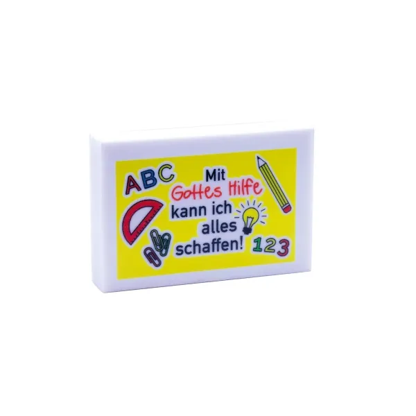 Produktbild des Artikels Radiergummi "Mit Gottes Hilfe" (Schreibwaren)