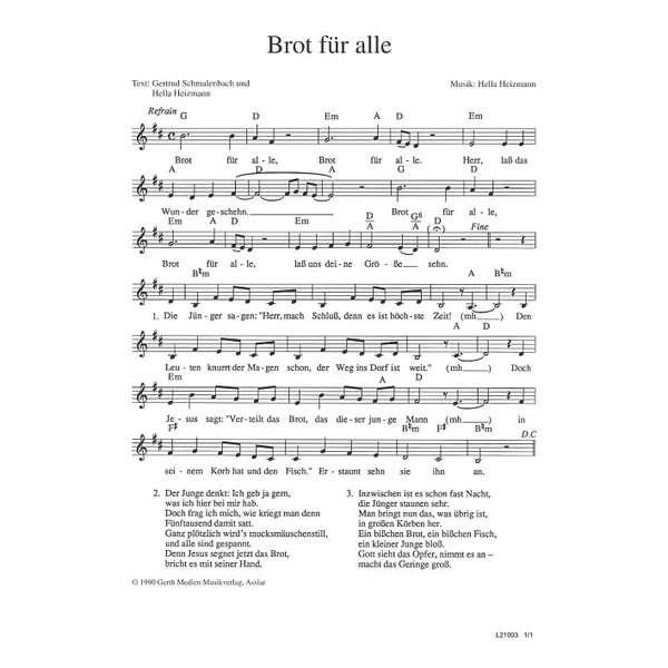 Produktbild des Artikels Brot für alle (Noten - Download)