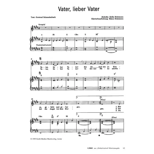 Produktbild des Artikels Vater, lieber Vater (Noten - Download)