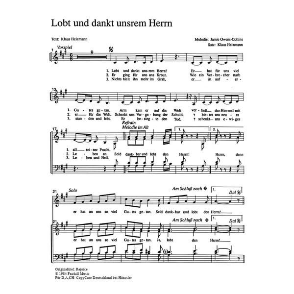 Produktbild des Artikels Lobt und dankt unserm Herrn (Noten - Download)