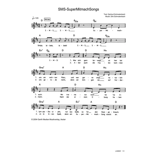 Produktbild des Artikels SMS-SuperMitmachSongs (Noten - Download)