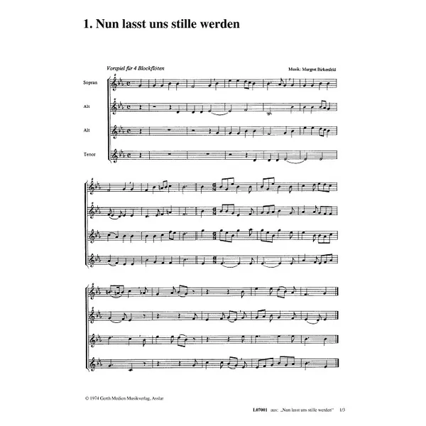 Produktbild des Artikels Nun lasst uns stille werden (Noten - Download)