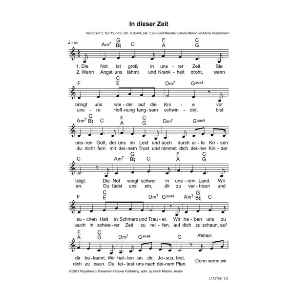 Produktbild des Artikels In dieser Zeit (Noten - Download)