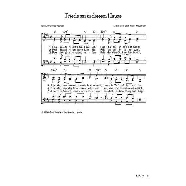 Produktbild des Artikels Friede sei in diesem Hause (Noten - Download)