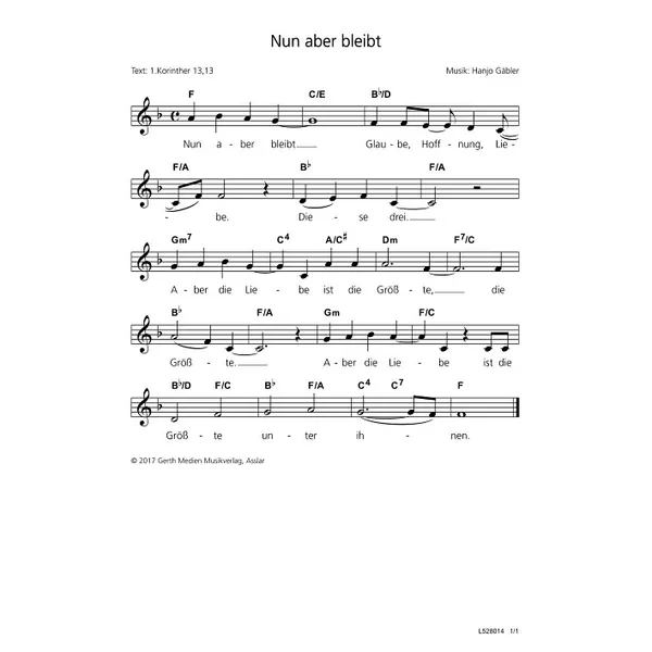 Produktbild des Artikels Nun aber bleibt (Noten - Download)