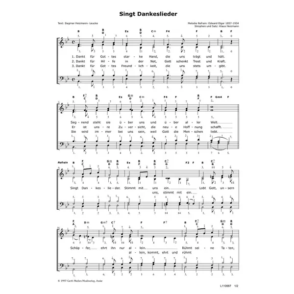 Produktbild des Artikels Singt Dankeslieder (Noten - Download)