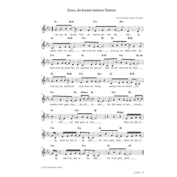 Produktbild des Artikels Jesus, du kennst meinen Namen (Noten - Download)